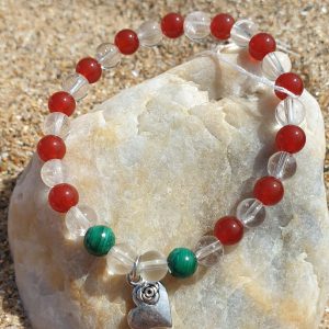 Bracelet Cornaline, Malachite et Cristal de roche