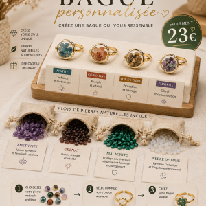 Bague Médaillon à Pierres Naturelles Personnalisable